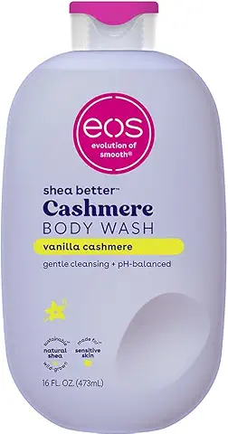 eos Shea Better Cashmere Body Wash, Vanilla Cashmere, Moisturizing, pH Balanced Body Wash, Creamy Gel Formula, Paraben & Phthalate Free, Sensitive Skin, 16 fl oz