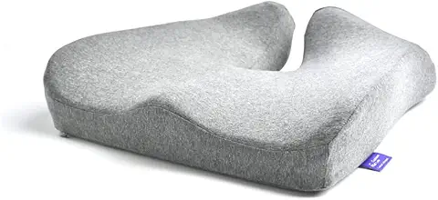 C CUSHION LAB Patented Pressure Relief Seat Cushion for Long Sitting Hours on Office/Home Chair, Car, Wheelchair - Extra-Dense Memory Foam for Hip, Tailbone, Coccyx, Sciatica - Light Grey